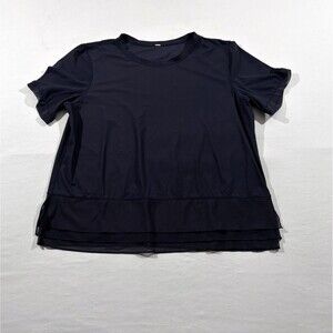 Lululemon Top Womens Blue Sole Training Short Sleeve Layered Mesh Gym Sz 10-12